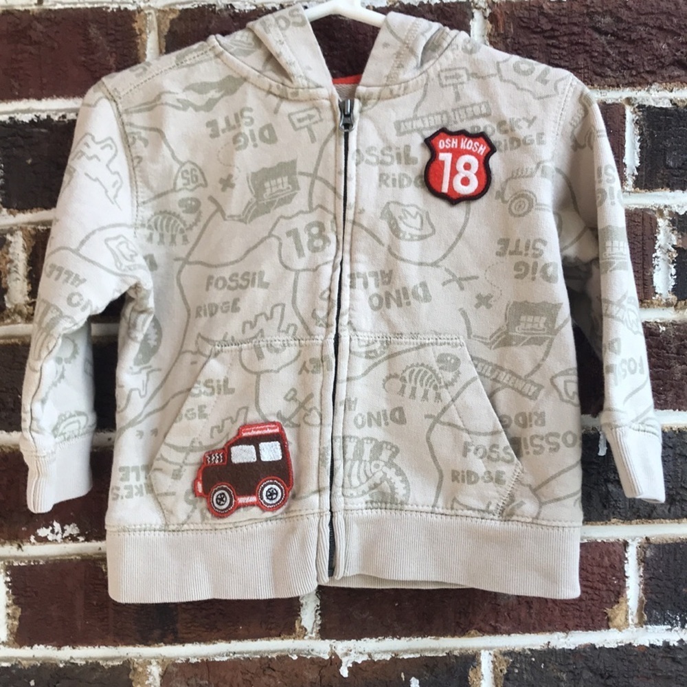 Osh Kosh B’Gosh zip map hoodie, Sz 18M